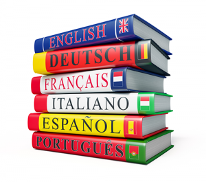 Group of books with different languages: English, Dutch, French, Italian, Spanish, and Portuguese